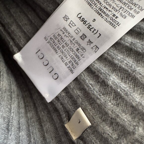 NWT GUCCI WOOL CROP TOP GREY LINK LOGO SZ L 100% Authentic - Picture 9 of 10